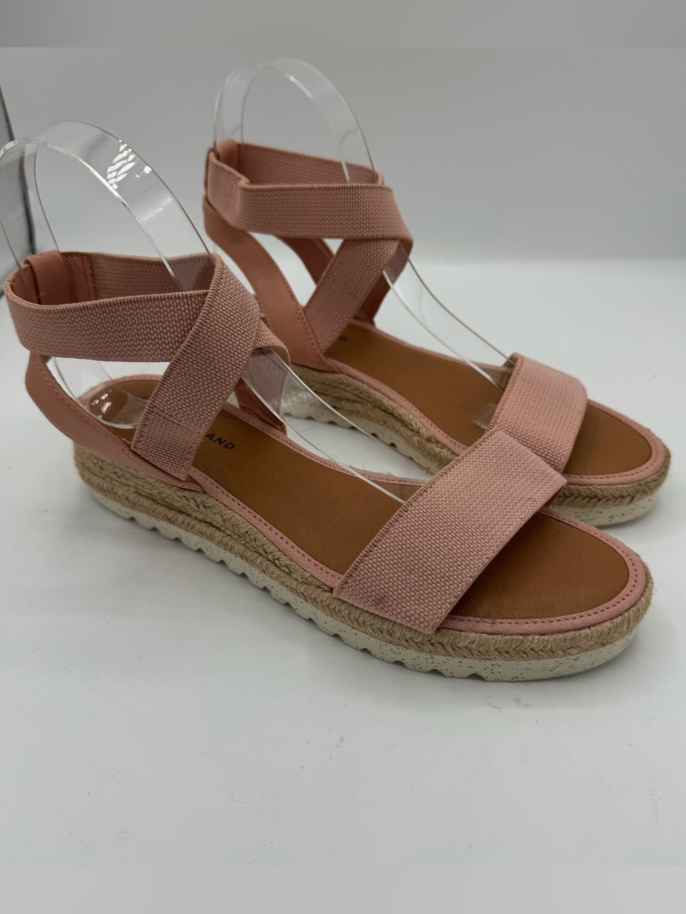 Lucky Brand Thimba Ankle Wrap Espadrille Sandal size 7.5 pink linen summer